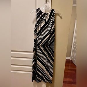 Darling White | Black striped dress. Black with white and tan strips.Size 12